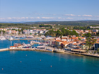 Aerial drone photo of the coastal town of Novigrad in Istria, Croatia.