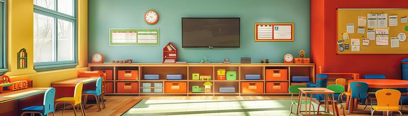 Special Education Teacher's Room Wall: Featuring inclusive education posters, individualized education plans (IEPs), and a board with special education resources