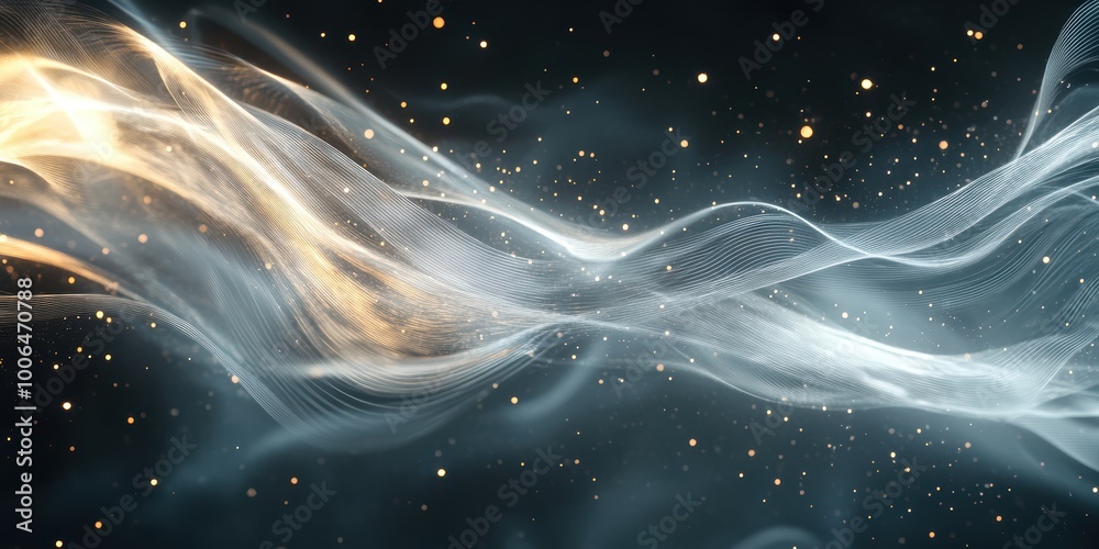 Poster modern digital abstract 3d background with swirling light trails and interconnected global networks 