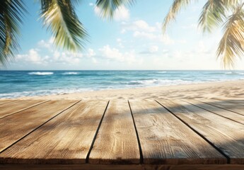 Fototapeta premium Beach Tabletop Mockup.