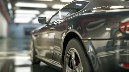 Modern car parked in spacious garage, ready for trade-in, showcasing clean and well-maintained interior.