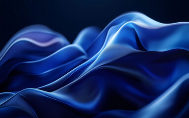 Obraz premium Abstract Blue Shape with Fluid Curves and Volumetric Lighting on Dark Background in Monochromatic Green Palette. High-Resolution, Sharp Focus Studio Design.