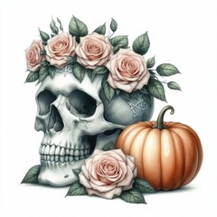 Skeleton hand drawin  illustrations horror, bone, skull, illustration, flower, human, death, black, scarey, dark, halloween,drawing, man, background,skull in rose flowers, skull death, skeleton