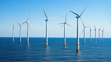 Wind turbines spread across a vast desert landscape, harnessing wind energy to generate electricity.  
