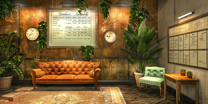 Special Events Coordinator's Wall: Adorned with event planning timelines, decoration ideas, and a board with upcoming event details