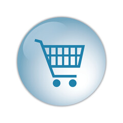 Shopping cart logo inside a blue gradient circle resembling a sleek water bubble