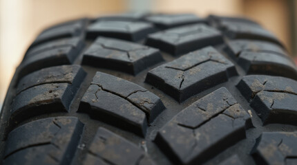 High-Quality Close-Ups of Car Tire and Off-Road Tire for Vehicles, Showing Details of Rubber Treads and Tire Patterns on Various Terrains