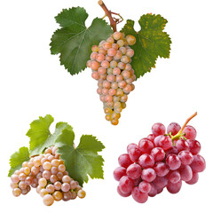 Fototapeta premium Fresh Green Grapes with Red Grapes Isolated on White Background