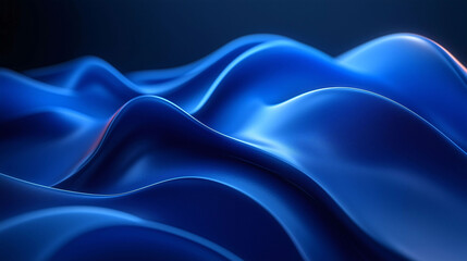 Obraz premium Abstract Blue Shape with Fluid Curves and Volumetric Lighting on Dark Background in Monochromatic Green Palette. High-Resolution, Sharp Focus Studio Design.