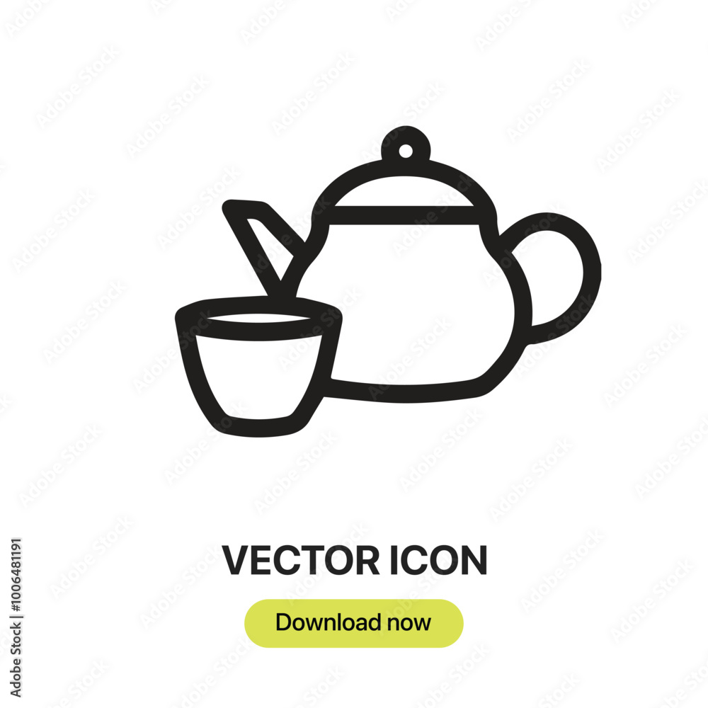 Fototapete tea icon vector. linear-style sign for mobile concept and web design. tea symbol illustration. pixel