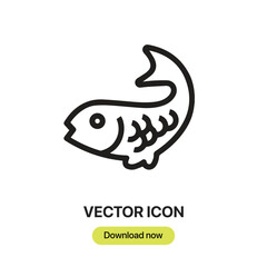 Fish icon vector. Linear-style sign for mobile concept and web design. Fish symbol illustration. Pixel vector graphics - Vector.	
