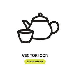 Tea icon vector. Linear-style sign for mobile concept and web design. Tea symbol illustration. Pixel vector graphics - Vector.	
