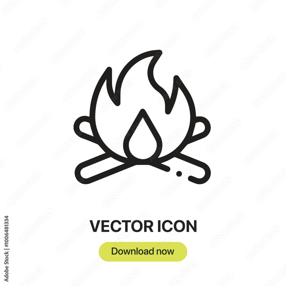 Leinwandbilder campfire icon vector. linear-style sign for mobile concept and web design. campfire symbol illustrat