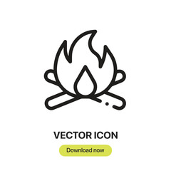 Campfire icon vector. Linear-style sign for mobile concept and web design. Campfire symbol illustration. Pixel vector graphics - Vector.	
