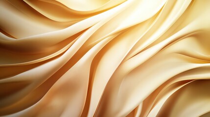 Fototapeta premium Elegant golden fabric texture with flowing waves, ideal for backgrounds or textile design.