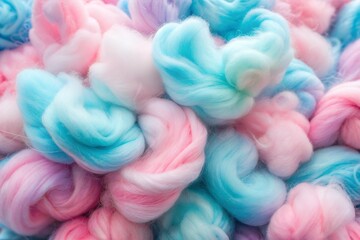 Close-up of fluffy cotton candy texture in whimsical colors