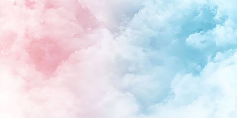 Abstract pastel sky with fluffy clouds in pink and blue hues.