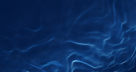 Futuristic dot wave. Abstract digital particle wave. Technology background. Colored musical wave. Digital background with smooth, wavy curves. 3D rendering