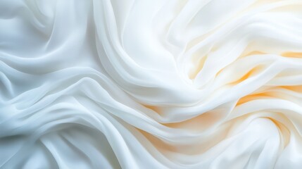 Fototapeta premium Soft, flowing fabric texture with white and light orange hues, perfect for backgrounds and creative projects.