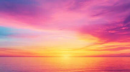 Fototapeta premium Stunning sunset over the ocean, showcasing vibrant colors and tranquil waters.