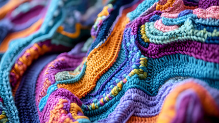 Colorful Crochet Overlay with Three-Dimensional Design