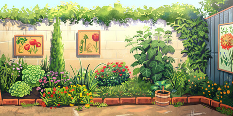 School Garden Coordinator's Wall: Covered in gardening tips, planting schedules, and a board with garden maintenance plans