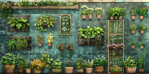 School Garden Coordinator's Wall: Covered in gardening tips, planting schedules, and a board with garden maintenance plans