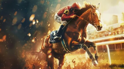Fototapeta premium Racehorse and Jockey