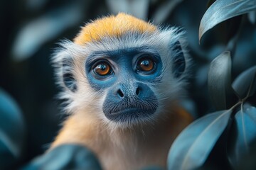 Fototapeta premium close up of a long macaque portrait