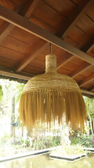 Natural grass cone shaped ceiling lamp shade
