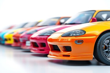 Row of Colorful Sports Cars