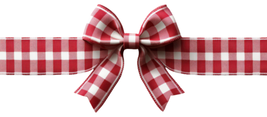 Playful red and white checkered bow with matching gingham ribbon.