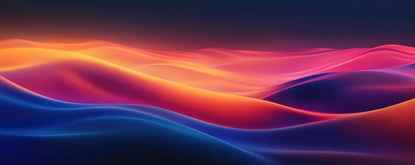 Obraz premium Abstract colorful waves in vibrant gradient hues of pink, orange, and blue