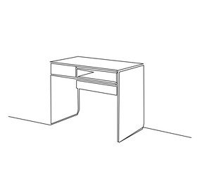 Continuous one line drawing of table home office furniture. Desk furniture simple line art vector design.
