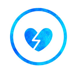 青い星空｜ひび割れたハートマーク