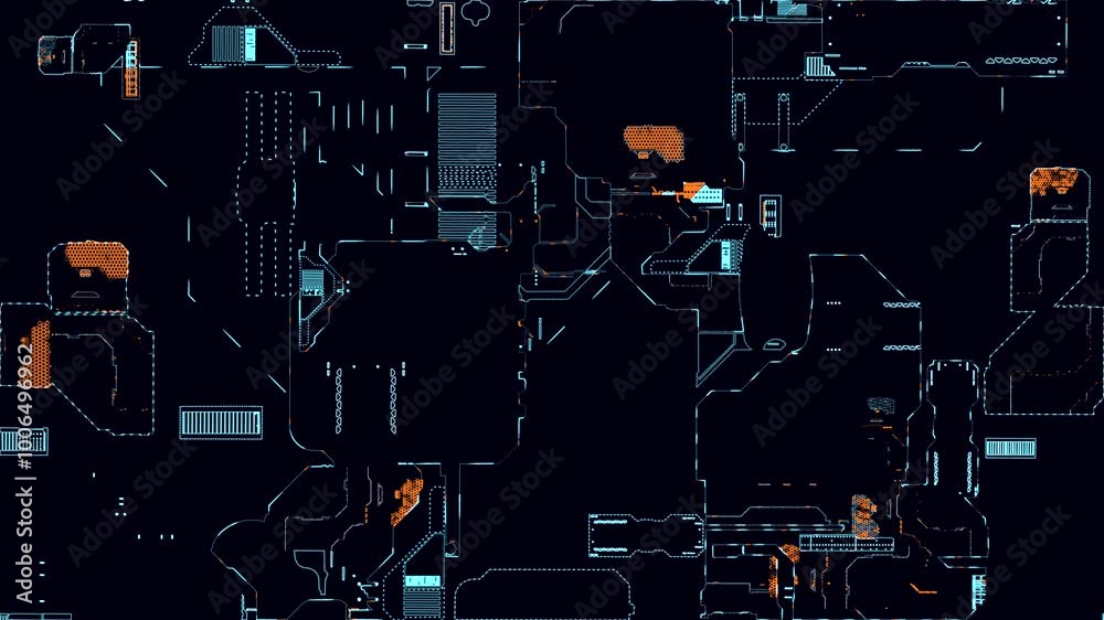 Poster printed circuit board. visualization of printed circuit board processor chip, digitalization of neur