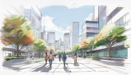 Detailed sketches capture urban energy.  