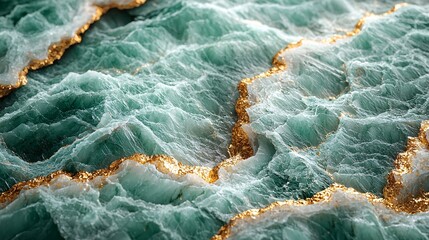 A light pastel green marble surface with intricate golden veins running across, offering a serene and luxurious feel