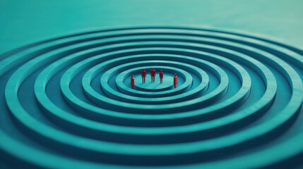 Multiple layered circles, each representing a different stakeholder group, expanding outward from a central decision-making hub
