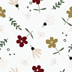 Seamless cute hand drawn floral  pattern background