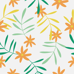 Seamless tropical floral pattern background vector