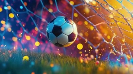 Fototapeta premium 3D render of a floating soccer ball mid-air with dynamic motion