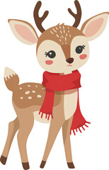Fototapeta premium Cute deer in red scarf