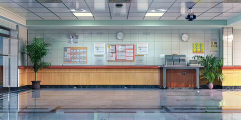 Hospital Volunteer Services Wall: Covered in volunteer training materials, volunteer schedules, and a board with volunteer appreciation messages