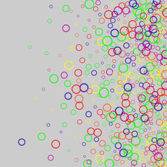 Colorful glowing rainbow drops and lights on black lined background.  Abstract holographic backdrop.