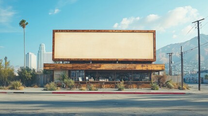 Obraz premium Billboard with a plain brown background promoting a coffee shop with a clean design and subtle accents, Imagery with Art