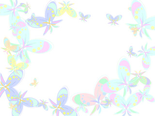 Heart of butterflies Valentine's day card beautiful pink butterflies.Tropical blue butterflies flying vector illustration. Spring beautiful insects.   Cute spring wallpaper.