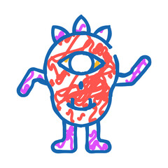 cool monster alien doodle icon sketch vector. cool monster alien sign. isolated symbol illustration