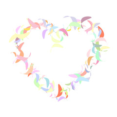 Heart of butterflies Valentine's day card beautiful pink butterflies.Tropical blue butterflies flying vector illustration. Spring beautiful insects.   Cute spring wallpaper.