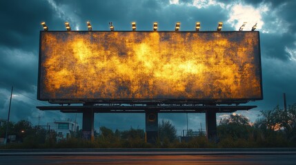 Billboard with a plain charcoal background showcasing gold text for a luxury jewelry brand, Imagery with Art